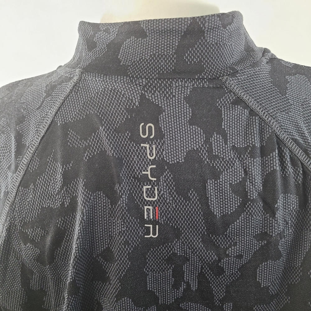 Spyder Active Camo Top Long Sleeve Boxy Crop Thumbholes Half Zip Mock Mockneck L - Picture 6 of 11